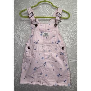 OshKosh B'Gosh Toddler Girl 3t Floral Print Jumper Overall Dress Pink & Blue